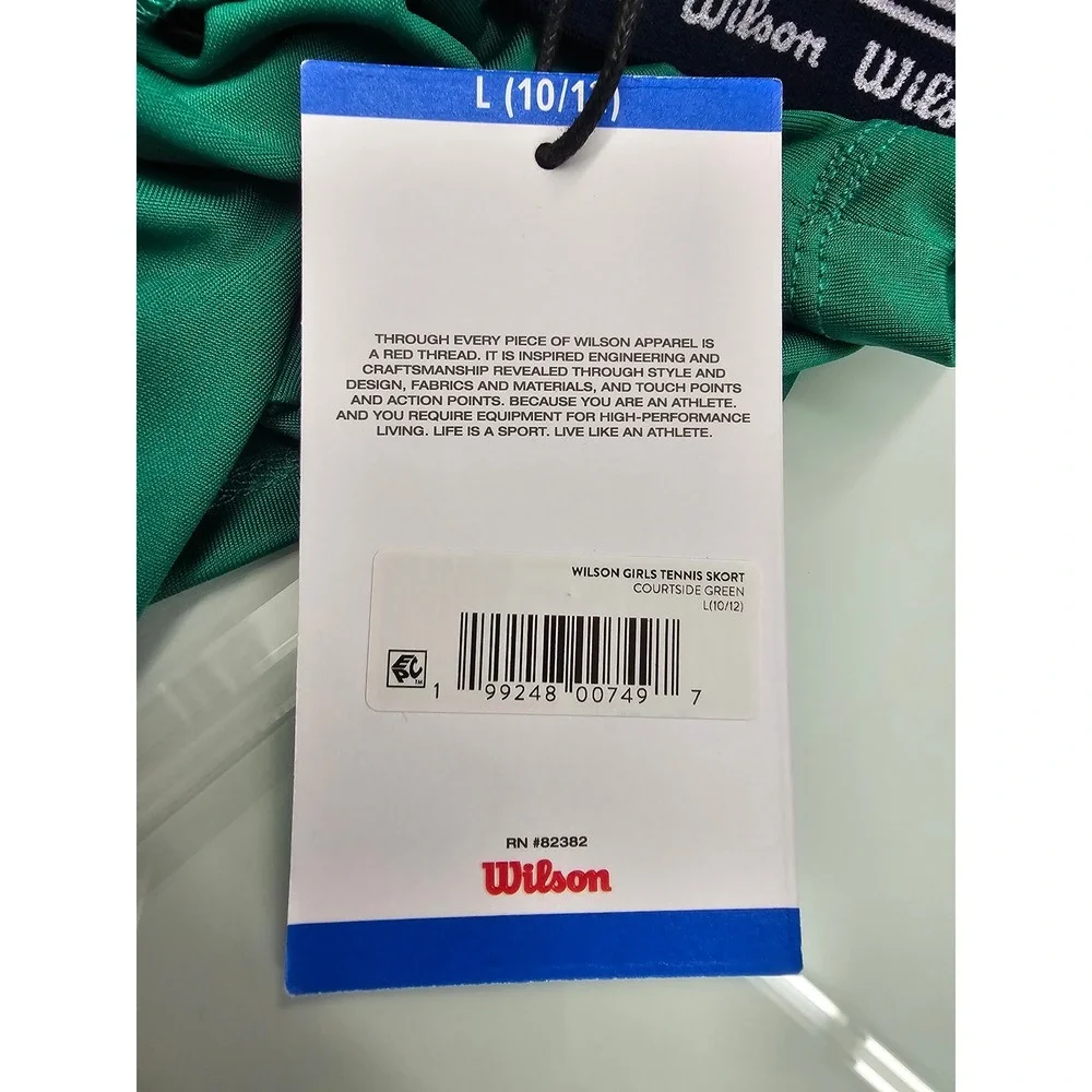 Wilson Girls Athletic Tennis Skort Green Poly Blend Workout Size Large‎ 10/12